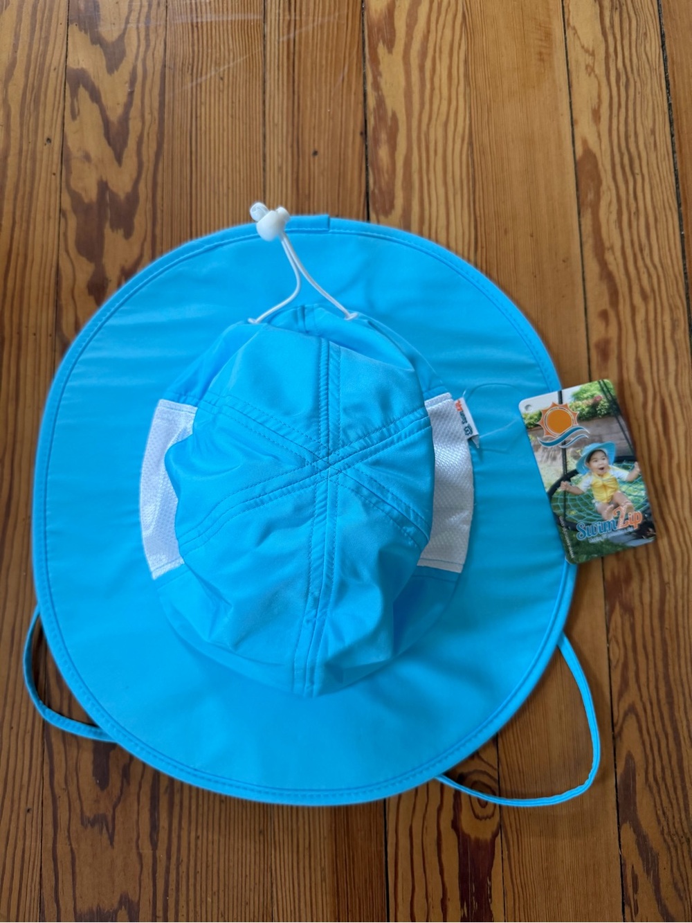 NWT SwimZip UPF 50+ Aqua Wide Brim Sun Hat Kids Size 8–14 Years